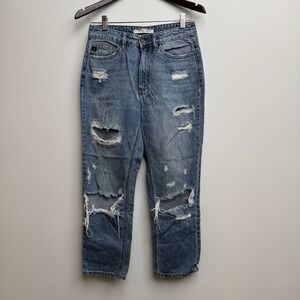 Kancan Women's Jeans Size 26 L Blue Distressed Denim Ripped Pants Trend‎ Cotton